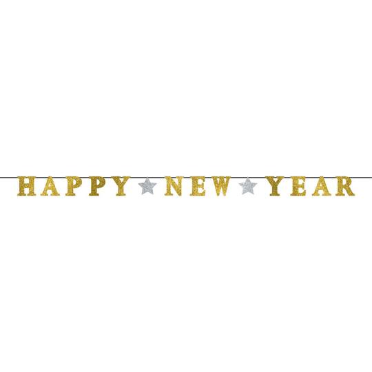 12ft. New Year&#x27;s Silver &#x26; Gold Ribbon Letter Banner, 2ct.